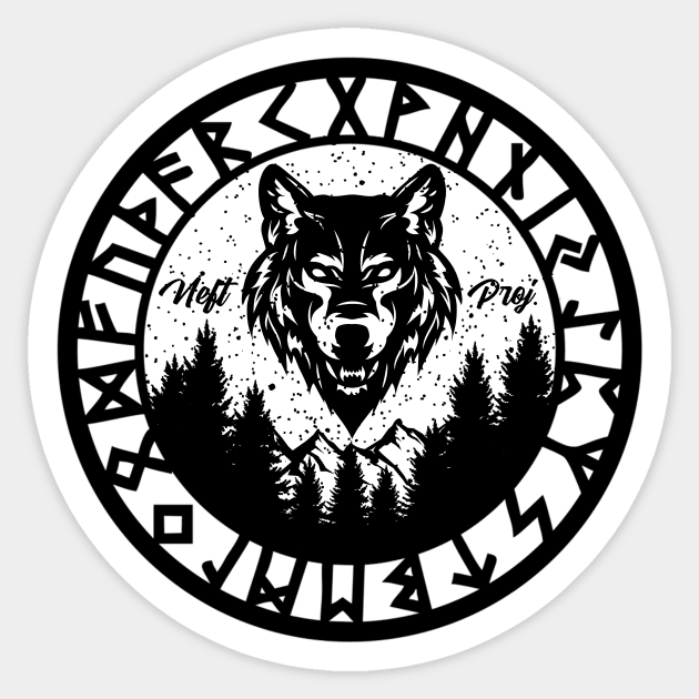 Runic Wolf & Forest Sticker by NEFT PROJECT